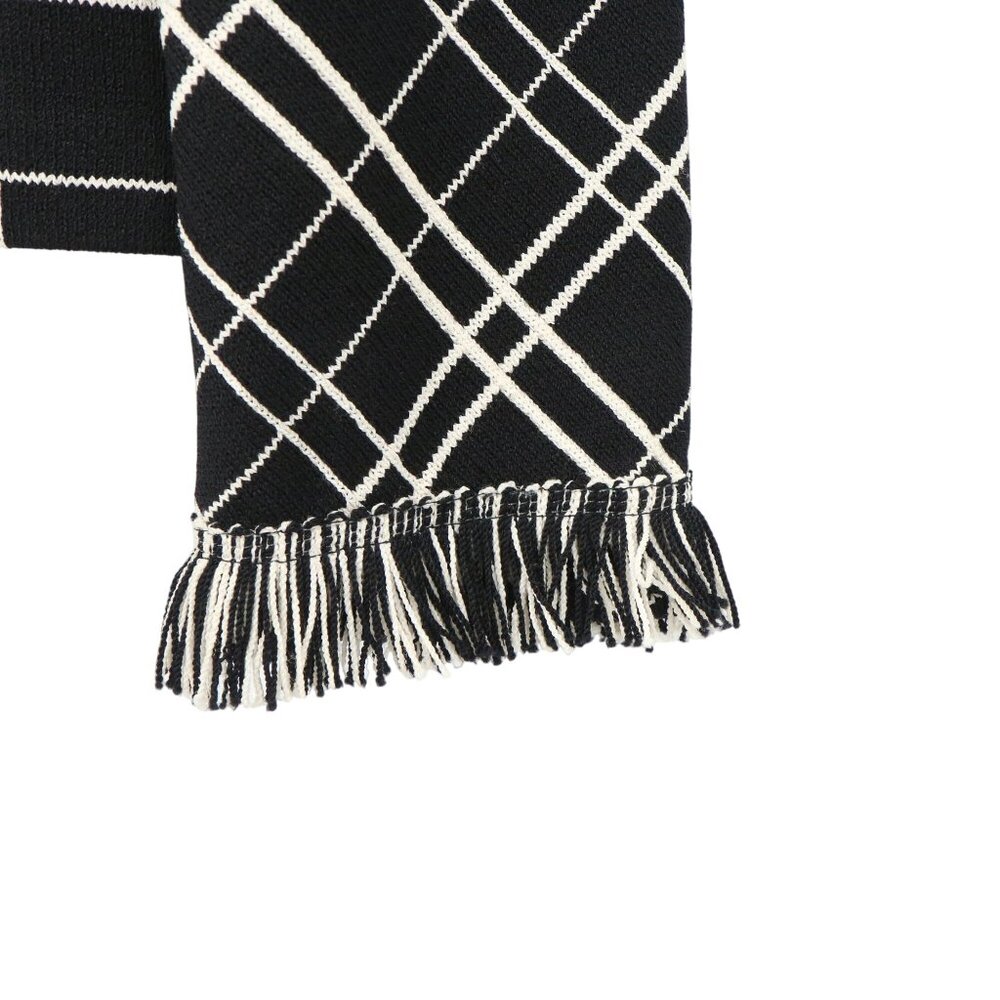 St. John Collection Fringe Trim Black White Windowpane Santana Knit Jacket 8 - Picture 5 of 7